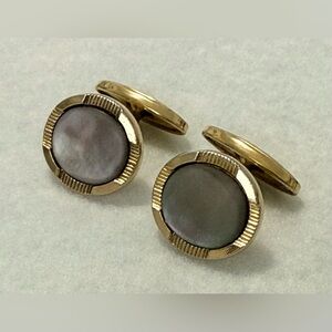 Vintage Mother of Pearl & Gold-tone Oval Cufflinks